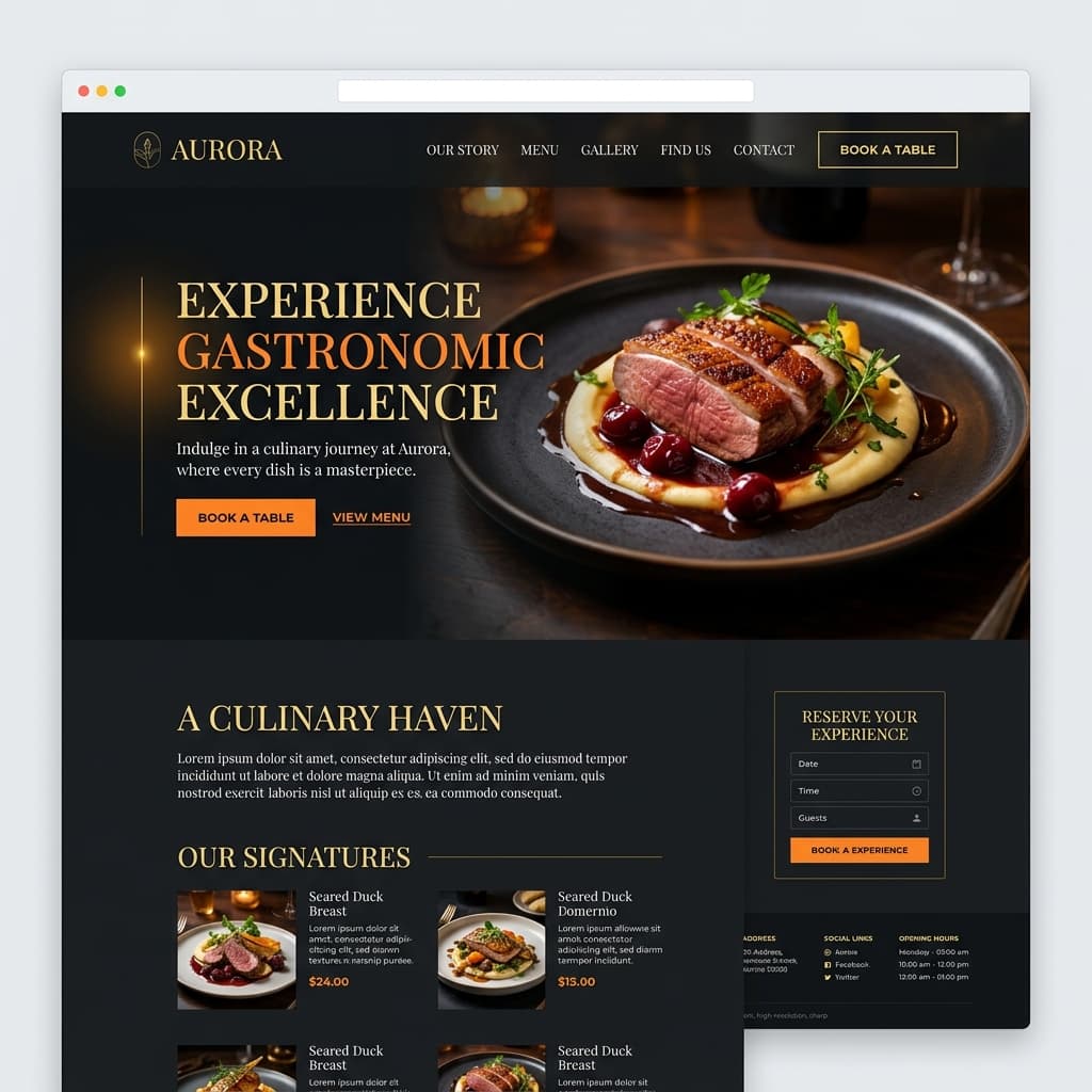 Restaurant Template Showcase